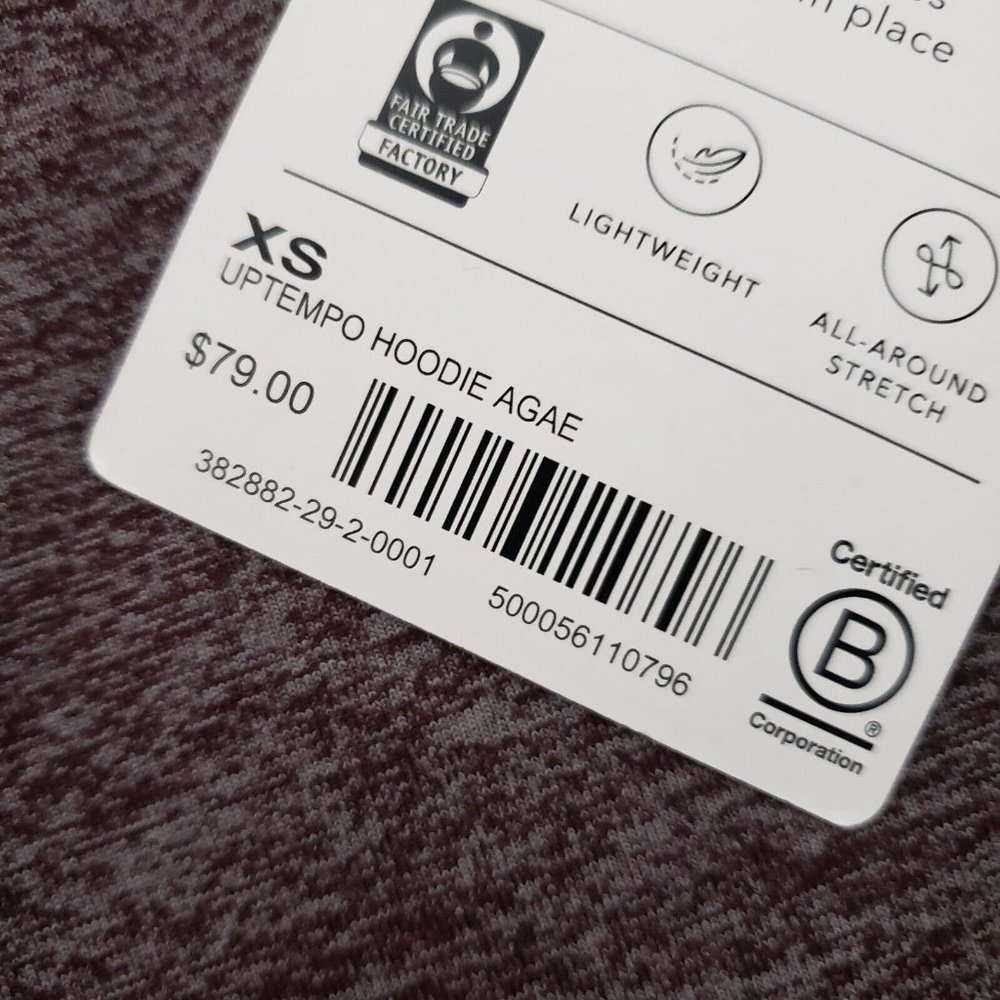 Athleta Uptempo Hoodie Sweatshirt Aubergine Heathered Purple NWT - Picture 11 of 14
